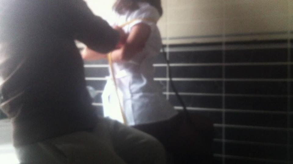 Short bondage video clip: Little nurse in hotel .