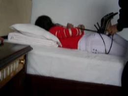 Chinese wuhua bondage and hogtie Featuring: Chinese wuhua bondage, hogtie, OL uniform, high heels, and gagging