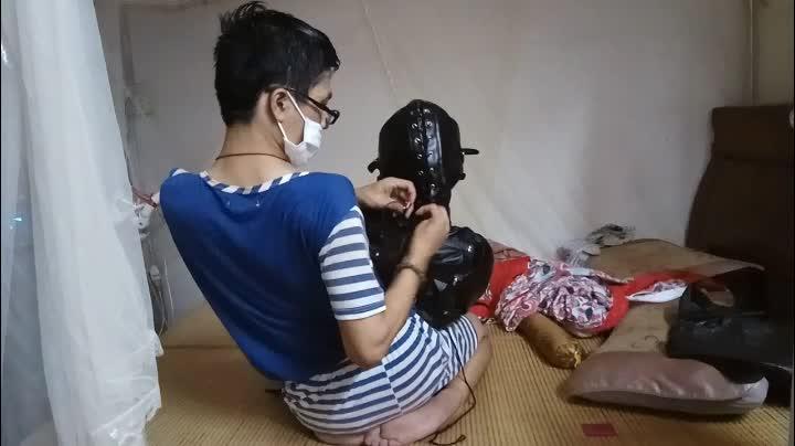[a7914862]The Bondage Suit ©a7914862<br><br>Summary:<br><br>I bought a leather suit for my wife. And she is very happy at first, then she unpacked the package that I sent her for Chinese national day. She is surprised at first, but did not reject the suggestion that I recommend. Finally she decided to have a try.<br><br>The suit is including a mask, several ties on the body, and some on the legs too. For security concerns, I used my wife's pantyhose to encase her head in order to protect her identity. But in summer, this suit is super hot, and it is really hard for us to film this whole thing. Hope you will enjoy anyway!<br><br>Featuring: stocking, foot fetish, encasement, leather, straitjacket, head bondage, blindfolded, and ball gagging