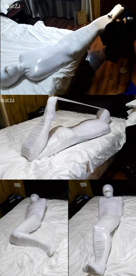 【绳欲】白色胶带木乃伊挣扎 和小伙伴一起玩的,录着看看.<br>用的PVC电工胶带，还挺难扯的。<br>长度  00;19;40<br>大小  462M