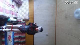 CD cross dress tied Featuring: black bodysuit, pantyhose , red rope tied on the sofa and bed