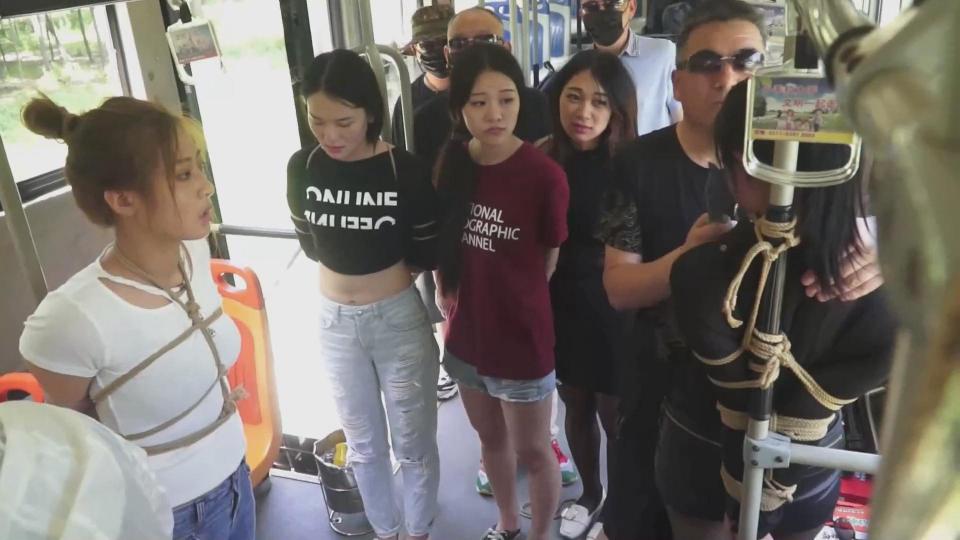 [XiaoYao] The Robbery On The Bus Pt. 2 ©XiaoYao<br><br>Summary:<br><br>When she was playing on her phone one day, the bus suddenly stopped with a hard brake, and she found a group of people wearing the bandit looking costume blocked the road. After the bus is completely stopped, they entered the bus, and asking people on the bus to take out every single valuable items with them. Afraid of being killed by the knives that they are holding, she took everything that she had on her body, but before they left the bus, the man decided to tie them up and gag them so that they will not yell for help.Turns out that the bandits wanted more than those valuable items<br>