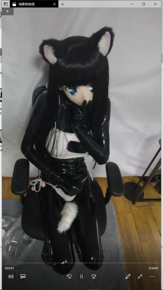Kigurumi 胶衣 喵娘内衣 5头跳蛋 玩脱 正视角  