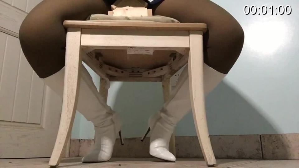 [Fat guy studio] white high heel boots and forced orgasm on a chair, black panty hose, mask breath control featuring: white high heel boots and forced orgasm on a chair, black panty hose, mask breath control