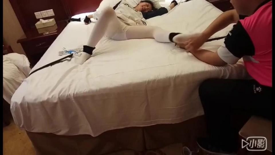 white socks tickle featuring: restricted, tickle, white and gray panty hose