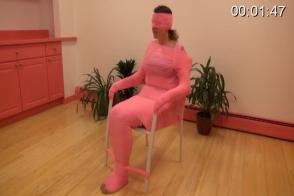 AbigailVetrap Abigail is vetwrapped to the chair