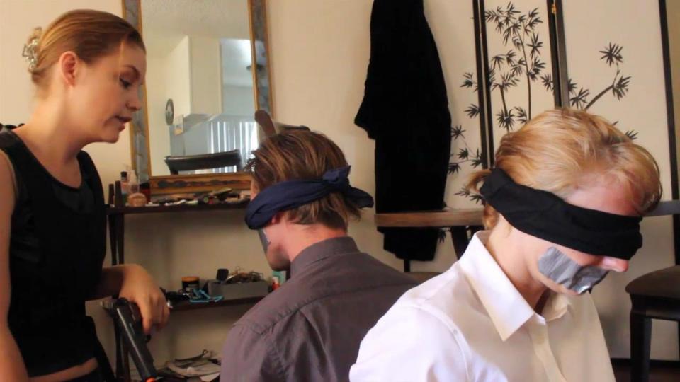 Corporate espionage ends up in a bondage situation (male and female tied by female) MP4 Corporate espionage ends up in a bondage situation (male and female tied by female) MP4<br><br>From: Hollyrope<br><br>ORIGINALLY A CUSTOM VIDEO. Raven and Andrew are two executives of a big company, working with some invaluable documents. The rival company has sent a femme fatale, Charlize Kay, to steal those documents. Charlize breaks into the office and easily overpowers Raven while her partner walks out for a minute, tying her up with rope, stuffing her mouth with a piece of cloth and gagging her with duct tape. When Andrew is back, he finds Raven all tied up and gagged but before he can do anything, he is also overpowered by the professional burglar Charlize, who ties him up back to back with Raven and gags him just as his work partner. Charlize walks out to make a digital copy of the files while Raven and Andrew struggle to get free. Eventually Raven is able to get free, but she won't untie Andrew, instead that she is ready to get revenge over Charlize. When the burglar comes back, she is not surprised and overpowered by Raven, and now is the femme fatale who gets tied up, then she is tied back to back with Andrew, and finally gagged by Raven the same way she was gagged before. Lots of F/F bondage action but also F/M bondage scenes for those who enjoy girls being in control for once! MP4 FORMAT<br><br><span style='color:#b0b0b0;'>[隐藏文字，购买后可见]</span>