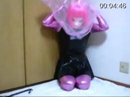 Kig breathplay Kigurumi面罩呼吸控制与塑料袋。