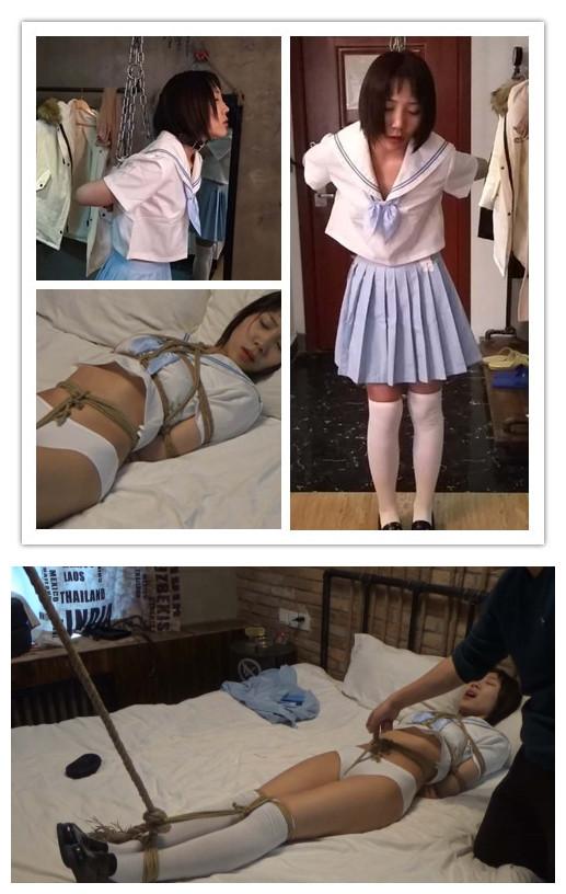 可馨 白袜女学生 随心原创 可馨 学生服  白袜 皮鞋 镣铐 内衣 股绳的折磨