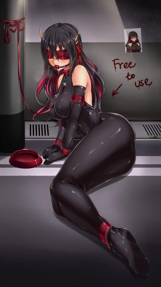  [Gag,Handcuff,latex bodysuit,Dog chain,Blindfolded]