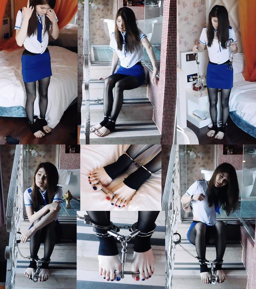 [101813 Studio] Ms. Jing Cuffed In The Hotel ©101813 Studio<br><br>Summary:<br><br>Ms. Jing was invited to experience a new hotel service, after entering the assigned hotel room, she realized that there are something unknown laid on the bed that she has never seen in any other hotels. They seem to be several pairs of metal cuffs. Curiously, she cuffed those metals on her body, and started to playing around with them. After she was tired, she suddenly realized that the cuffs that she wear did not come with a pair of keys to unlock them...<br>