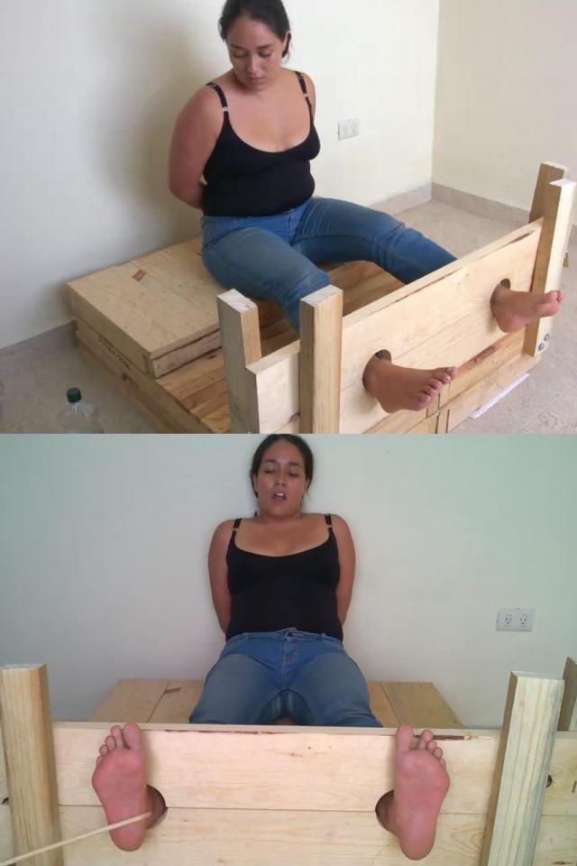 Bastinado in the Stocks for Ana Ana is a chubby girl who is a true sexual masochist. If someone were to torture her for information, he would be doing a great mistake.Being tied and whipped? she is in for all that. She has never had bastinado before, though. Watch her in this video as experience bastinado for the first time and as she moans, yells, screams and exhale, all full in pleasure. At times her feet try to retract as a natural reflex from the pain, but then she's thankful she is well restricted in the stocks. She given the chance to select the tool to receive the last and more intense strokes, and she joyfully chose the leather whip. The last three minute of this session are really intense for her. <br><br><span style='color:#b0b0b0;'>[隐藏文字，购买后可见]</span>
