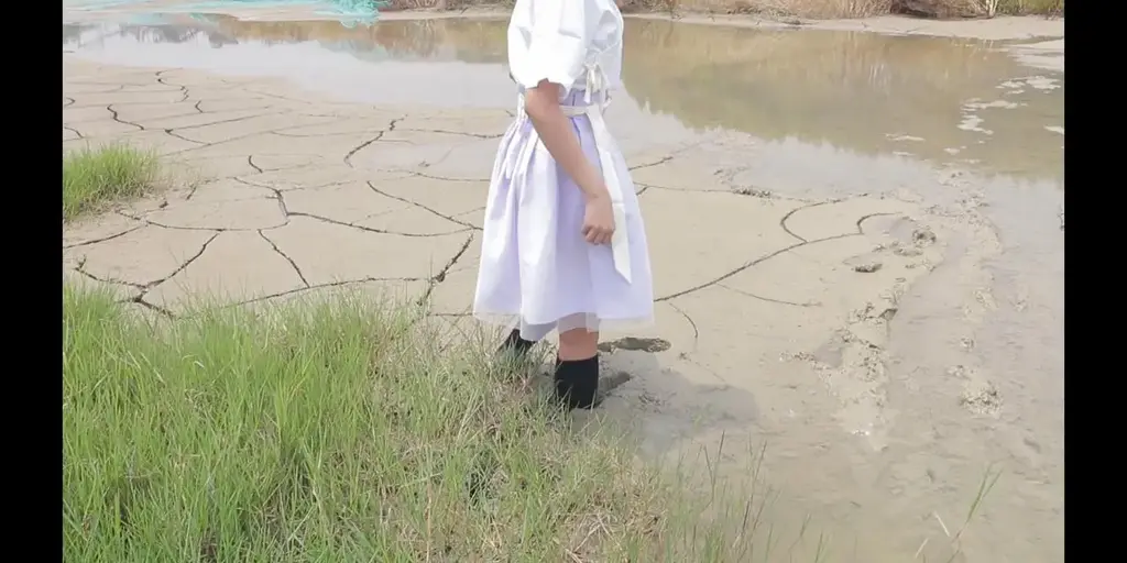楚楚的汉服踩泥 一个很普通的踩泥视频，楚楚穿着黑色中同袜和小皮鞋一点一点的陷入泥潭。不过中途有工人在旁边一直干扰，所以楚楚也没有陷进去很深就出来了。<span style='color:#b0b0b0;'>[隐藏文字，购买后可见]</span>