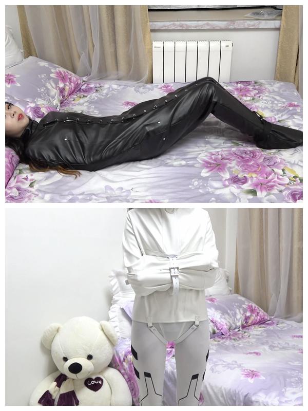 【自己做主】拘束衣 全包睡袋各种道具体验  最近收到淘宝店赞助的一些服装道具，之前我也没用过，就找了个小萝莉来试试，个子太小了<br>萝莉有些三无，所以也没有尝试拍什么剧情。<br>第一次拿到这些道具，我也不清楚大家喜欢什么样的内容，如果有喜欢的情节，欢迎留言<br><br>接受定拍啦：QQ：2947456823<br><br>同时招收女M，女演员，女模特，欢迎联系