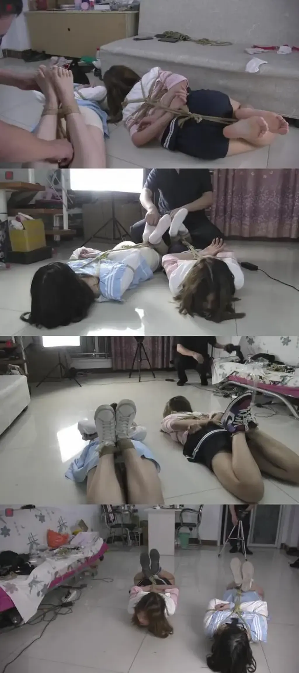 萝莉闺蜜绳模组合，兮兮、奈生双人绳戏：JK制服、板鞋白袜，驷马爬行比赛、棒棒、脱鞋、脱袜玩脚、各种惩罚与TJ  