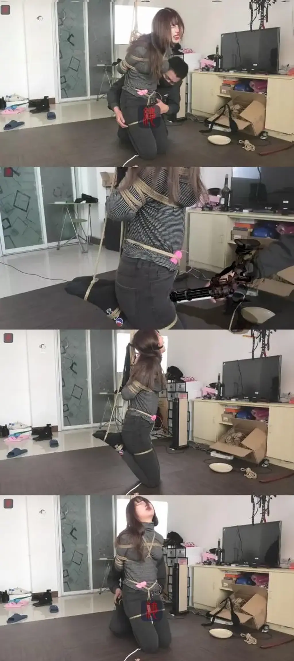 当年的俏萝莉，如今的美少女灵儿，惊艳回归第一集：紧身牛仔裤、T恤，黑袜，大长腿、美脚丫反向折叠，直立驷马半吊，TK、SP、讨厌却无法逃避的“咸猪手”，器具内外夹击，看起来很爽.....  