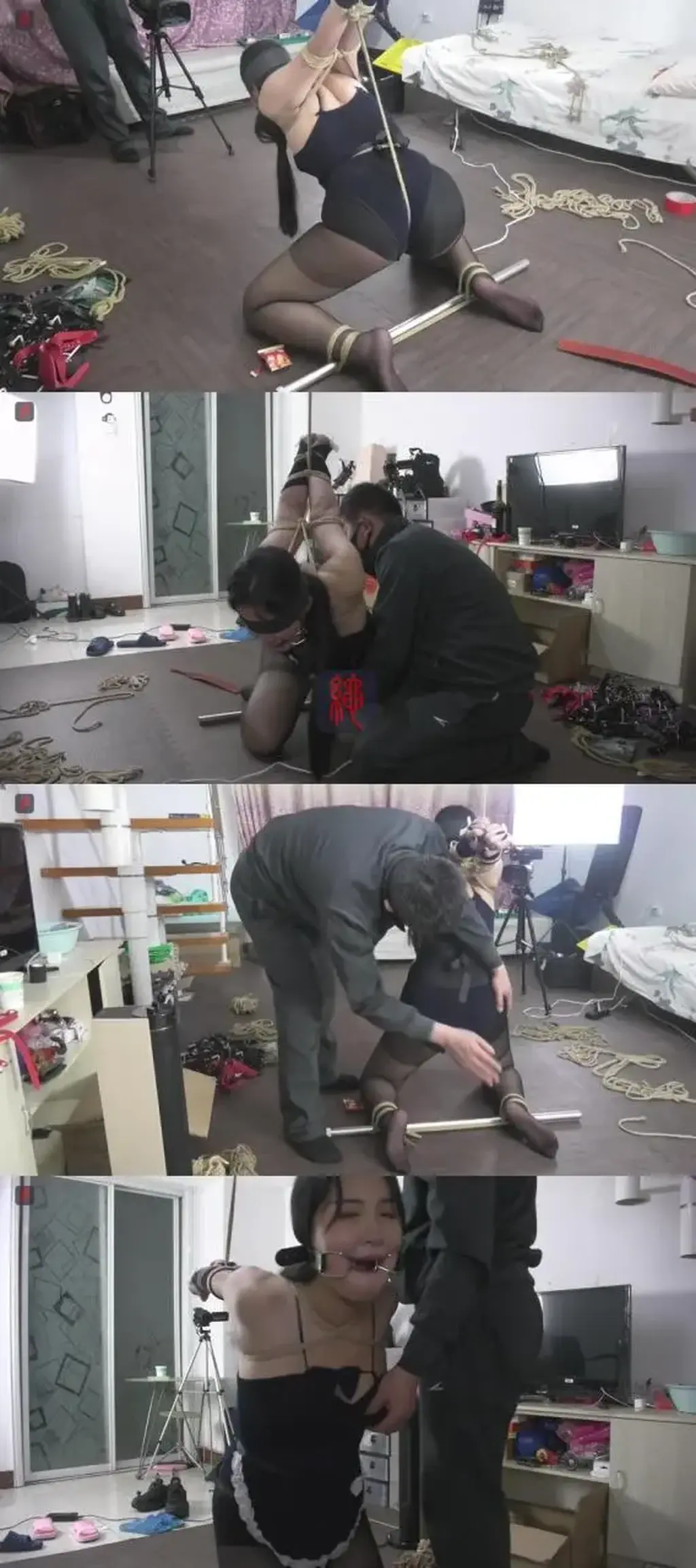 丰满小绳奴雨涵，女仆装、黑丝，直臂后手分腿固定，跪姿、勒阴半吊，口枷、蒙眼，SP、TJ，深度游戏、蹂躏(敬告：因网络原因，暂时无法上传视频到本站保管库，请购买本帖到朋友选择网盘链接下载。)  