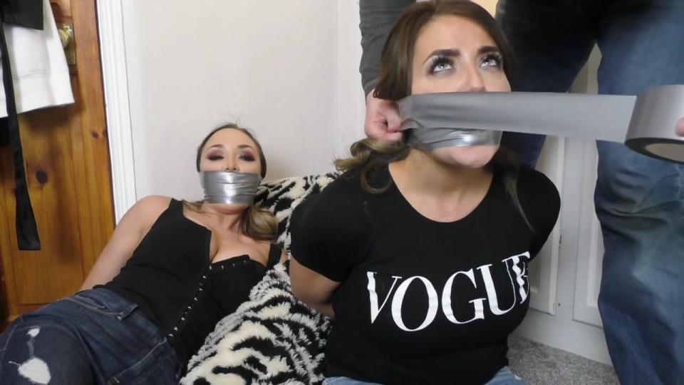Olivia, Minnie, Harley &amp; Eliza in: Gag Them - Gag Them ALL! Brutal Stuffed-Up Face-Buster Wraps  <span style='color:#b0b0b0;'>[隐藏文字，购买后可见]</span><br><br>Description:<br>That’s four feisty, wriggly young maidens trussed and gagged there! No wonder it’s taken some serious muffling to bust them down. The more they struggle, the more severe it all seems to become for them. Clearly all mouthy. Clearly all needing what they are getting. Bound, gagged, mouths packed out, faces wrapped in tape, they are strongly under control. Just as they should be. Because they weren’t before they got grabbed!<br><br>In this impressive girl detective in jeans outing we first find the lovely Eliza Wilde snooping with her sister investigator, the wonderful, VERY flexible Minnie. They are overpowered one by one early on in the game and now we find them tied up in chairs, getting ready to unleash a verbal load or eight. No fear. The villain is here! And he is packing – literally! With the girls’ mouths jammed full of cloth and their faces and heads bound impressively with strong, ultra-sticky black tae, they can barely mumble. Yet mumble they do, rocking back and forth all roped up in their seats.