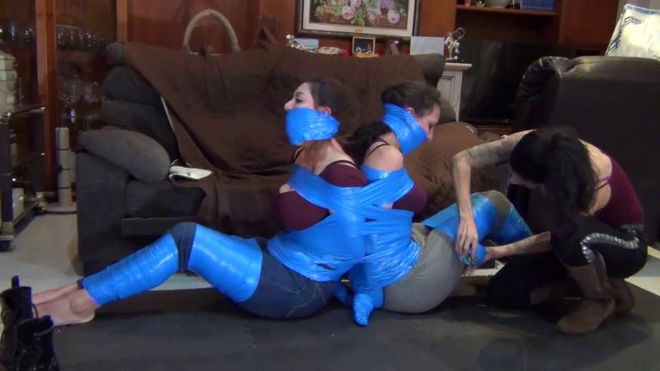 Love in bondage <span style='color:#b0b0b0;'>[隐藏文字，购买后可见]</span><br><br>Description:<br>Sibyl wants to surprise her lover so she shows Liricaa a video of a girl being taped up and asks her to do the same thing to her and Dyanne. Liricaa is happy to help and wraps each of Sibyl's hands and tapes her ankles and then she uses her socks to give her a MASSIVE tape gag! Liricaa leaves as Dyanne walks in and is pleasantly surprised to find Sibyl tied up and gagged. Dyanne kisses her girlfriend and spanks her for fun when Liricaa comes back to tie her up now. Dyanne gets her hands wrapped up too and her mouth tightly gagged with her socks and lots of tape. Liricaa tapes up the rest of Sibyl and Dyanne's bodies as they gag-kiss and "MMMMMMMMMPPPPPPPPPPHHHHHHHHHH". Liricaa spanks Dyanne some as Sibyl watches and then gives the couple a few minutes alone together. After Sibyl and Dyanne have their intimate fun together, Liricaa returns and tapes the girls back-to-back on the floor. Liricaa kisses each girl goodbye and says she will come back in a few hours. Sibyl and Dyanne MMMMMMMPPPPPPPHHHHHHHH in pleasure and have no chance of getting loose, but they wouldn't have it any other way! 