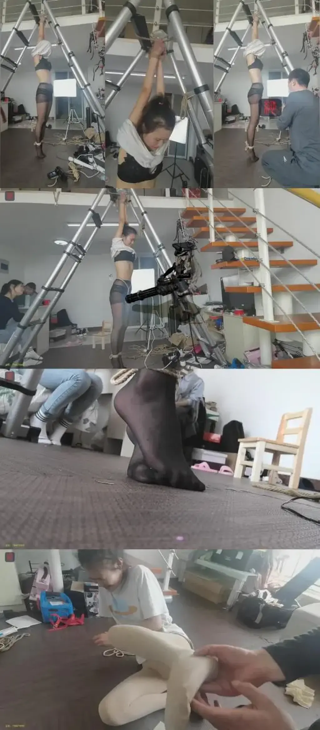 薇薇试镜第二集，嫩嫩脚趾踮起的19岁少女另类初体验 ：勇敢的新人薇薇，曼妙身材，内衣黑丝，前手直立踮脚吊，TK、SP、棒棒固定，痒痒、痛苦、兴奋，“客串出镜模特：点点、四月”(完整版)  