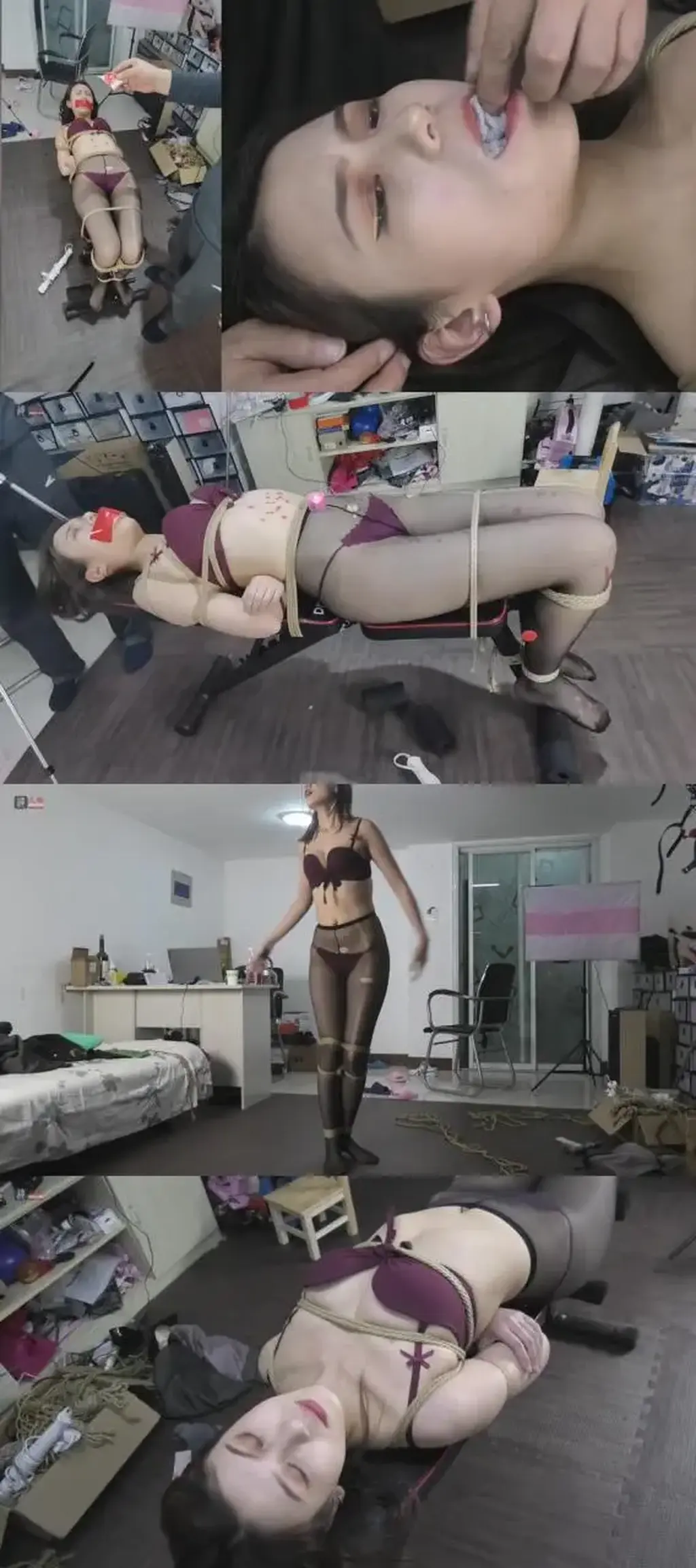 美人小妍再度挑战个人极限：绝美容颜、凄美娇呼，棉袜封堵（特写镜头纪实拍摄袜子塞入全过程），性感内衣、丁字裤、黑丝，TK、滴蜡，游戏上集  