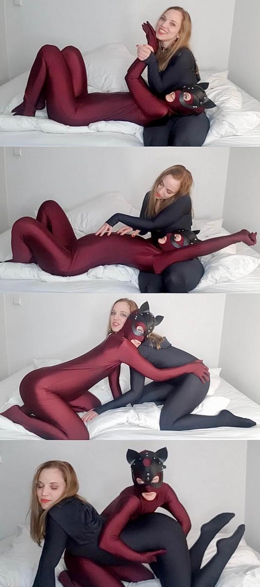 Zentai Kitten with Princess Zuleika 两个可爱的zentai女同小姐姐。<br>抱在一起相互丝滑摩擦，挠痒，打屁屁，嘻嘻哈哈快乐的不行。<br>由于这部画质是720P的，所以就便宜3钻啦~~~