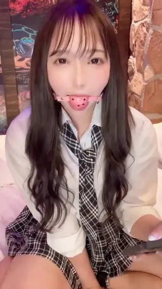 Sexy Asian Girl Self Play Bondage - Ballgag - Rope