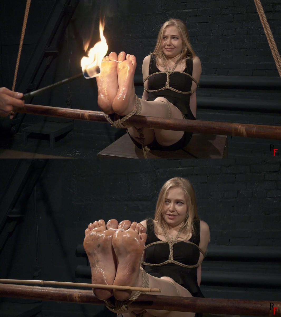 Bastinado and fire play for Olesya (FULL HD MP4) RussianFetish<br>CATEGORIES: BASTINADO, BONDAGE, CANING, FIRE PLAY, FOOT FETISH, SOLES<br><br>Bastinado and fire play for Olesya (FULL HD MP4)<br><br>By John<br>Olesya is in a classic bastinado position, her delightful bare feet are tied to the suspended bar with her soles forward. Olesya’s big toes are tied. Her hands are tied behind her back, her body is wrapped with ropes.<br>It all starts with paddle blows on her bare feet. Olesya reacts very nicely and frowns. Then her feet get oiled and burned with a fire torch. After that, a bamboo cane appears in Masked man’s hands and blows on oily feet with traces of soot begin. Then Masked man lights up the torch again and, in addition to the usual roasting, hits her soles with it. In the end, a close-up view of her soles shows footprints from today’s session. It was an interesting experience for Olesya and she liked it. Enjoy!<br>We have some nice photosets with Olesya on our Patreon (rfstudio). Check them out! ????<br><br>Bastinado和火玩Olesya(全高清MP4)<br><br>约翰<br>Olesya处于经典的bastinado位置，她令人愉快的赤脚绑在悬挂的酒吧上，鞋底向前。 Olesya的大脚趾绑。 她的双手被绑在背后，她的身体被绳子包裹着。<br>这一切都始于她赤脚上的桨。 Olesya反应非常好，皱眉。 然后她的脚上了油，用火把烧了。 在那之后，一根竹竿出现在蒙面人的手中，吹在油油的脚上，开始有烟灰的痕迹。 然后蒙面人再次点燃火炬，除了通常的烘烤之外，还用它击中了她的鞋底。 最后，她鞋底的特写镜头显示了今天会议的脚印。 这对Olesya来说是一次有趣的经历，她喜欢它。 享受吧！<br>我们在我们的Patreon（rf工作室）上有一些与Olesya的漂亮照片集。 看看他们！ ????<br><br>Саtеgоriеs: BASTINADO, FALAKA, FOOT TORTURE, FOOT, FEET FETISH, JOI, FOOT WORSHIP, FOOT TEASE, DANGLING, PANTYHOSE, SOLES, femdom, girl domination, humiliation, bondage, shibari, rope bondage, shibaru, suspension, belts, bedtie, hogtied, tight bondage, strict bondage, bound elbows, struggling, ballgagged, helpless<br>分类：脚，脚恋物癖，JOI，脚崇拜，脚挑逗，晃来晃去，连裤袜，鞋底，女性主导，女孩统治，羞辱，束缚，shibari，绳索束缚，shibaru，悬挂，腰带，bedtie，hogtied，紧束缚，严格束缚，束缚肘部，挣扎，ballgagged，无助<br>