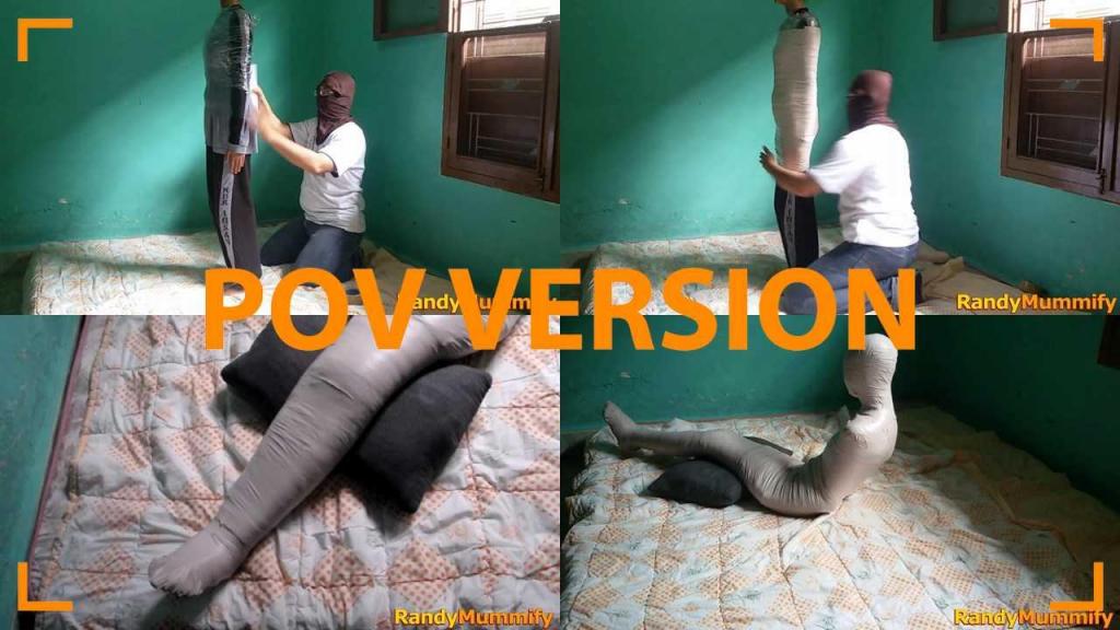 [POV] Main Scene Of RandyMummify RM017 A cute girl tries to be mummified in her bedroom.<br>The girl's body was tightly wrapped with white duct tape so it was difficult to move.<br>But because of fear, this girl was able to fight violently until she sat down.
