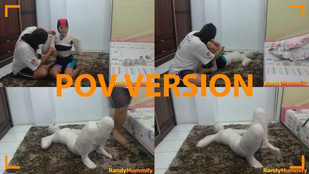 [POV] Main Scene Of RandyMummify RM027 A beautiful girl wearing a swimsuit wrapped in a mummy frogtied position.<br>This girl then struggled to the left and right to ask to be removed after she had her nose wrapped and could not breathe