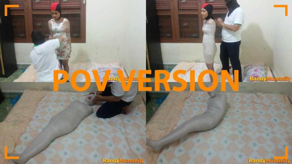 [POV] Main Scene Of RandyMummify RM029 A girl tries to be wrapped into a mummy and it materializes, she is wrapped into a mummy in a boarding house.<br>This girl's body was wrapped tightly and then laid down but this girl struggled.