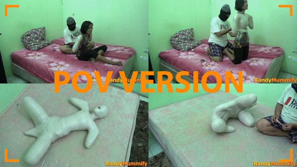 [POV] Main Scene Of RandyMummify RM034 A cute girl is mummified in the bedroom frogtied.<br>The girl's body was wrapped so tightly that her legs could only open freely and were difficult to close.<br>Gadi is also trying to struggle to be free.<br>Intrigued by what happened? Please