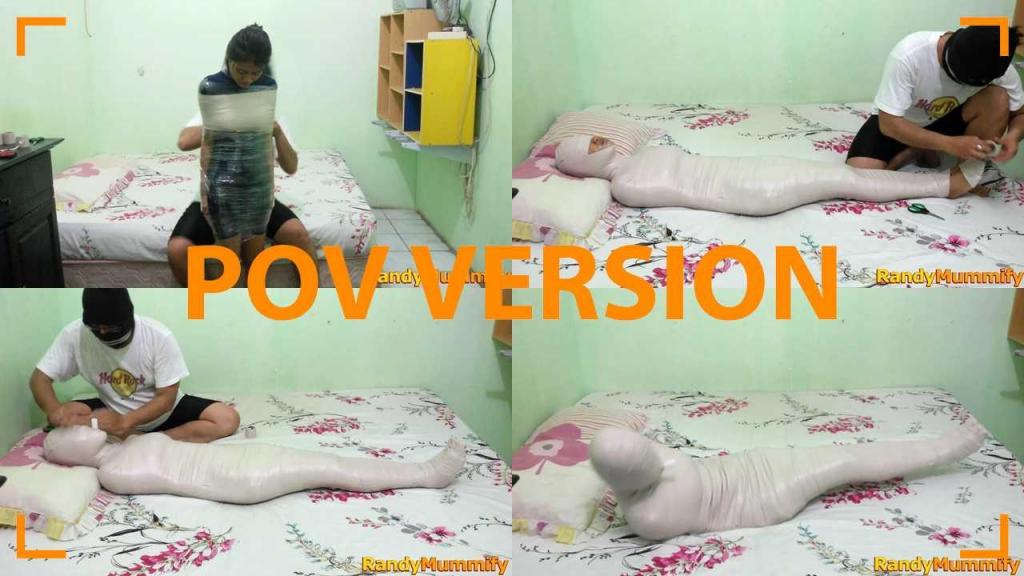 [POV] Main Scene Of RandyMummify RM036 A beautiful girl is wrapped tightly in white duct tape on the bed.<br>The girl's entire body was wrapped and leaving only a small tube in her mouth for breathing.<br>This girl was struggling trying to get away.