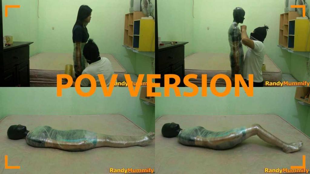 [POV] Main Scene Of RandyMummify RM038 A girl wearing a swimsuit is helplessly wrapped in her bedroom using cling wrap.<br>This girl's body was wrapped in layers of cling wrap so that her body was stiff and helpless.