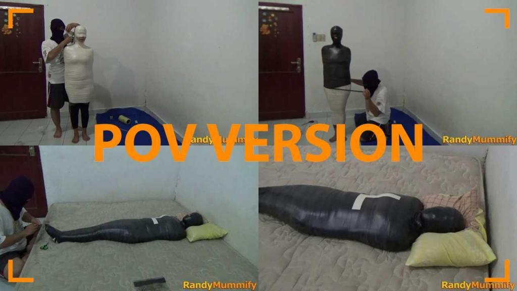 [POV] Main Scene Of RandyMummify RM048 a girl first tries to mummify her in her bedroom.<br>It turned out that this girl was wrapped up to 2 layers and was completely helpless when her breath hole was closed until she was thrashing