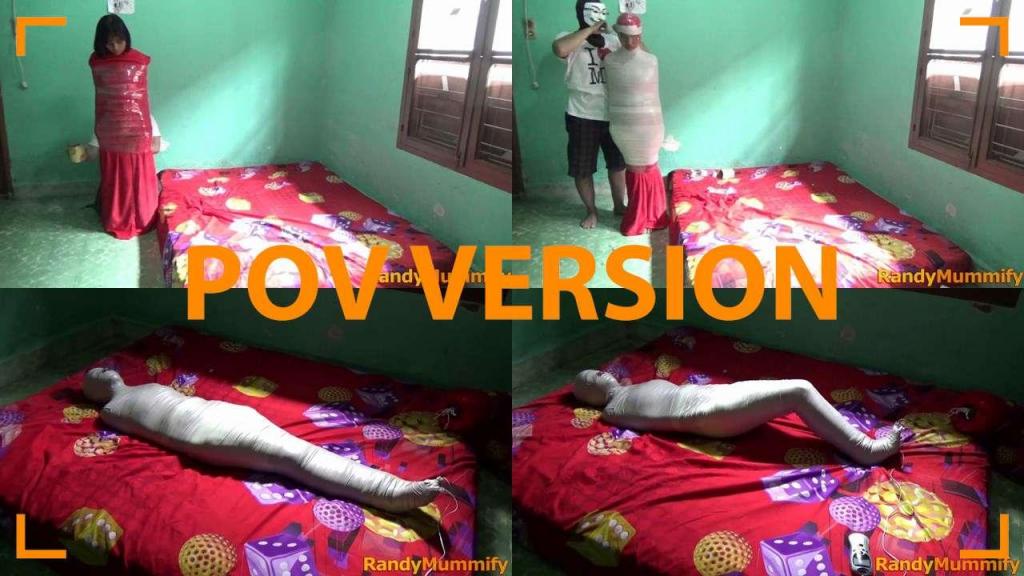 [POV] Main Scene Of RandyMummify RM063 A girl was wrapped tightly in a thick red blanket and to make this girl helpless, her body was wrapped in duct tape again.<br>After being helpless, this girl's breath was mocked completely shut.