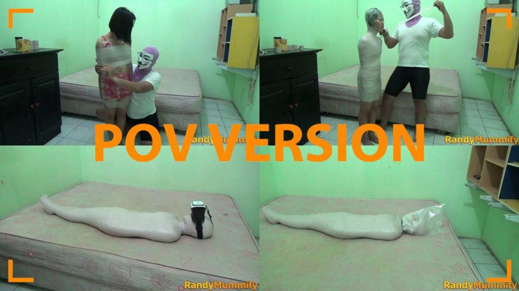 [POV] Main Scene Of RandyMummify RM070 A beautiful girl was mummified in her bedroom with her eyes open.<br>This girl is then paired with VR and given a Japanese bdsm movie<br>After that, this girl was tortured by wrapping her head in plastic