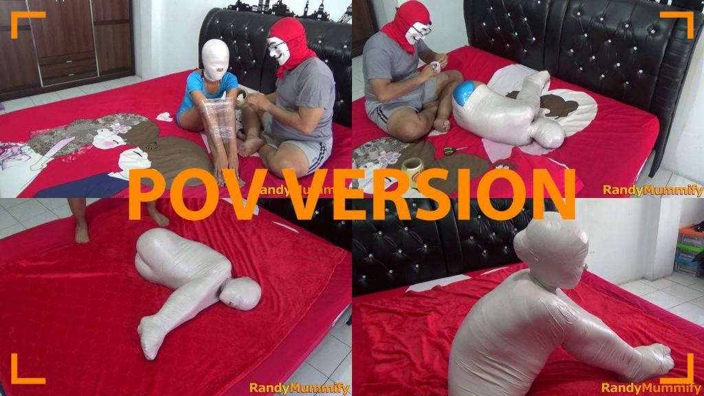 [POV] Main Scene Of RandyMummify RM073 A beautiful girl is mummified in a seated position, palms gripping her ankles.<br>This girl's body was wrapped in such a position that it was impossible to escape.<br>After being helpless, this girl's head was wrapped in plastic and toyed with with a vibrator