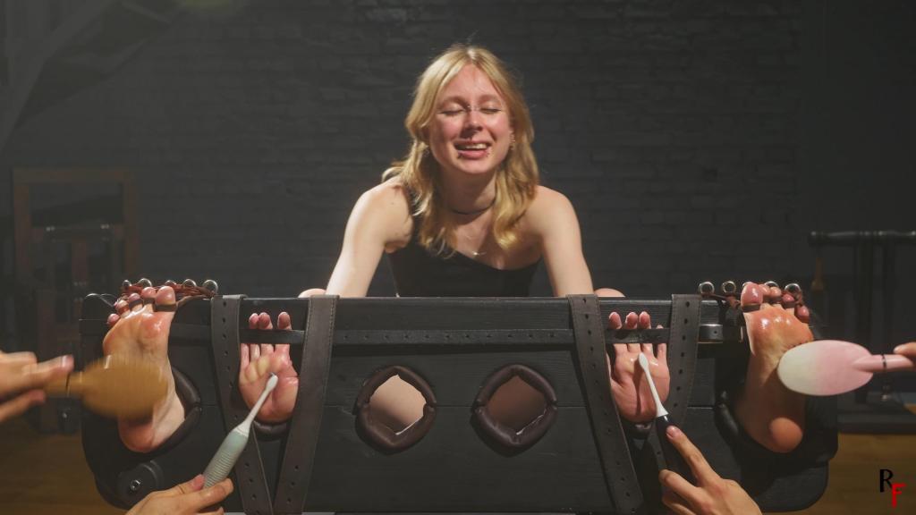 Mandy - Unique Foot and Palms Tickling in Stocks (UHD 4K MP4) In this clip, adorable Mandy is tightly secured in our special stocks, with both her bare feet and delicate hands locked in place. Her toes and fingers are tied back, making her completely vulnerable. From both sides, two eager ticklers launch a relentless double