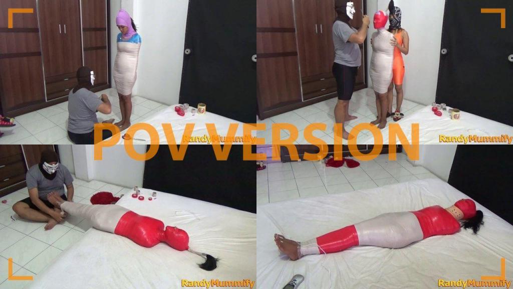 [POV] Main Scene Of RandyMummify RM076 A beautiful girl was mummified in a bedroom with white duct tape and reinforced with red duct tape.<br>After being helpless, this girl was given stimulation with a vibrator until this girl struggled