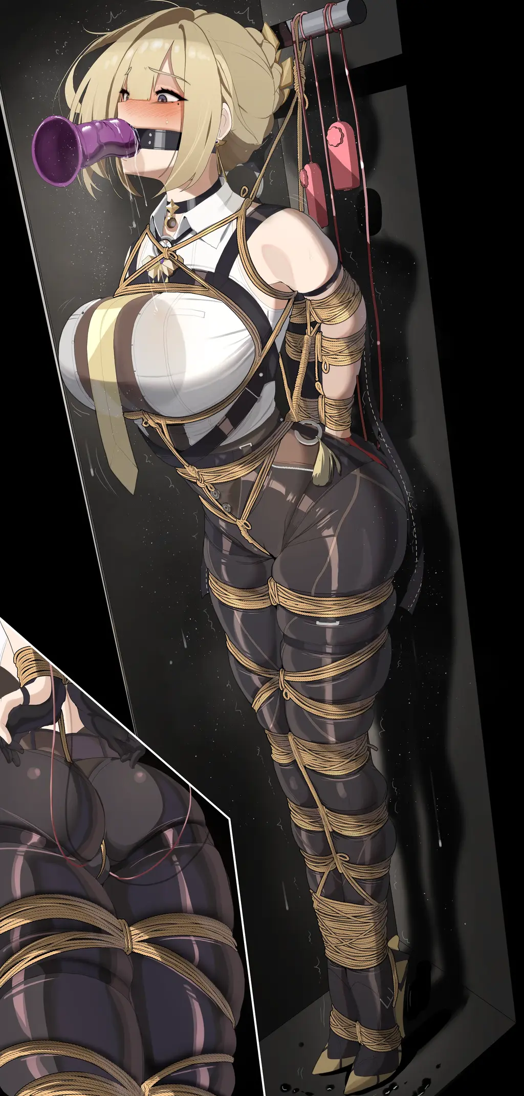  [wood pole bondage,Elbows tied,Pocket Vibrator,story rich,强制站立]