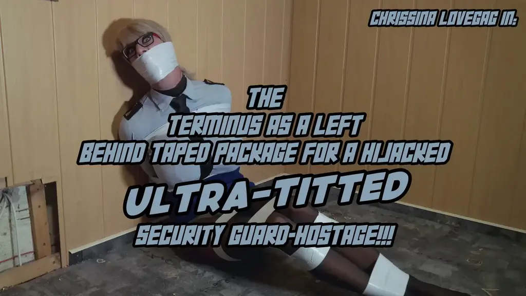C0925 Sticky XXXX for a Security Guard Hostage 伪娘<br>A group of bankrobbers makes a brek in a hiding-place on their escape. They are accompanied by Chrissina, a big-boobed Security Guard wich they took as hostage and now they capture her in a backroom while they plan their next step. The buxom guard is effectivew tied up with tape on hands and legs and also gagged-up. Desperate she tries to find a way out of her captivation and struggles and moans in her prison untill she makes a XXXX out of exhaustion. Then strange noise wakes her up and one of the villians enters the room. He offers her that they plan to continue their escape... but without her! The busty Bimbo is a too complicated burden and shall left behind in the hidding place. For that Chrissina becomes brutally packed- and wrapped-up into tons of tape, combined with a massive tape-wrap-gag over her crammed-to-the-limit mouth! Now the merciless bound and gagged captive is left all alone and her chance to become found is very low, yet no one knows where the XXXXs have brought their now superfluous hostage!