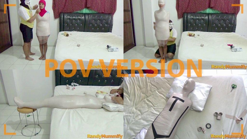[POV] Main Scene Of RandyMummify RM086 A beautiful girl is mummified in a room using white duct tape.<br>The girl's body was wrapped tightly and then she was put on an oxygen mask so that her breath became heavy