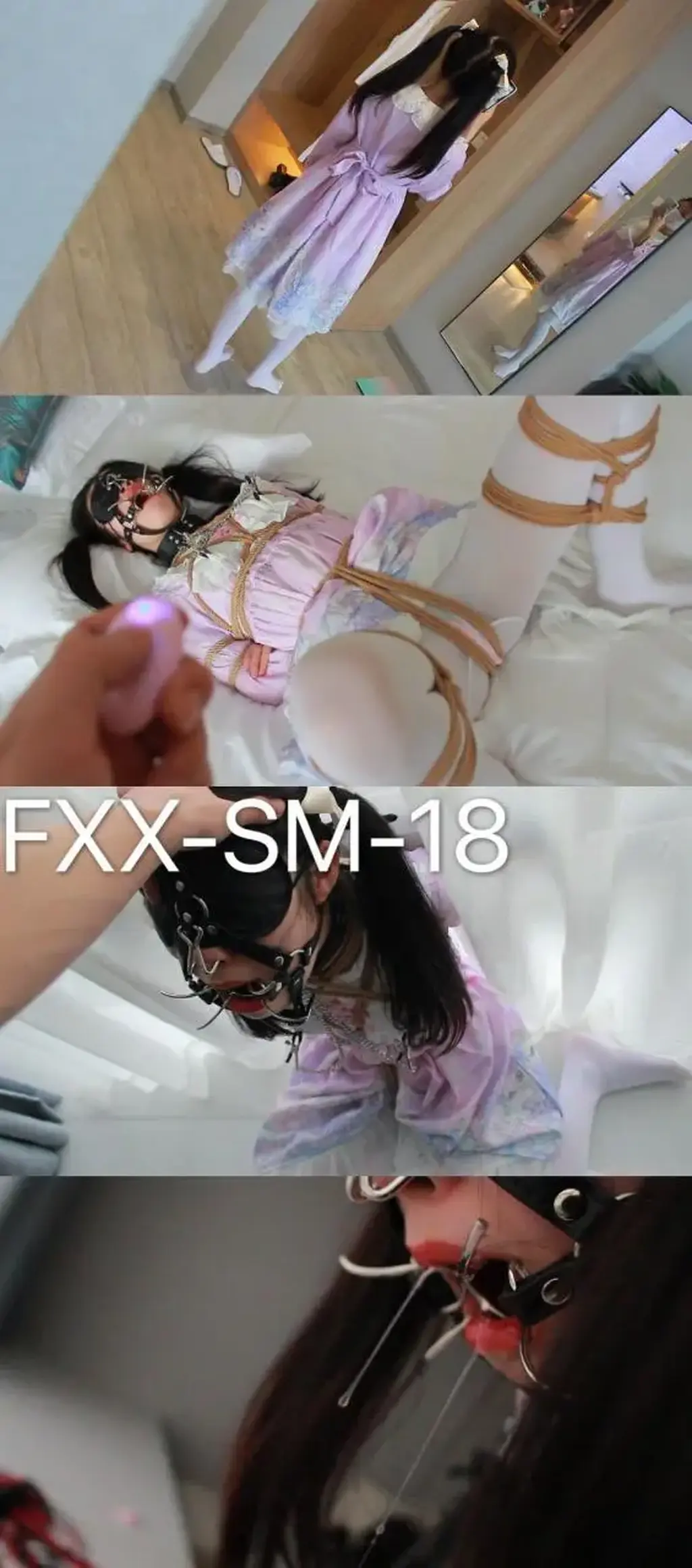 【FXX-SM-18】哭得口水和鼻涕直流的lo娘你们还喜欢吗？昏迷，失禁 上下一起虐叫雨露均沾 内入TD 多重震动 乳夹 TK 结尾**部分重磅道具返场 前面的TK和访谈似乎让小晓清闲了太久，这次的lo娘出演且能狠则狠<br>即使是可爱的lo娘白丝造型 也挡不住我这饥渴难耐的双手<br>自己主动放内入TD 加上木奉的双重震动，娇喘真TM楚楚动人<br> 马具开口夹 鼻勾 乳夹 长达四个小时的sm 全程痛苦不堪 哭得像极了一个二十岁的宝宝<br>欧式直臂 半吊跪立鞭刑 伴随着震动的酥麻 娇喘中疯狂的鞭打与紧缚的疼痛 眼泪鼻涕口水控制不住一直往下流<br>结尾**部分就不截图了 你们懂的 有道具返场 昏迷失禁 这尿尿的颜色让我严重怀疑是不是流感冒冲剂了/捂脸<br>但是我没有证据~~
