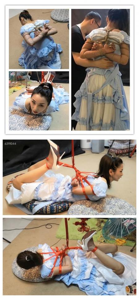 雅思 欧式长裙 五花驷马吊 忍耐 满头大汗  