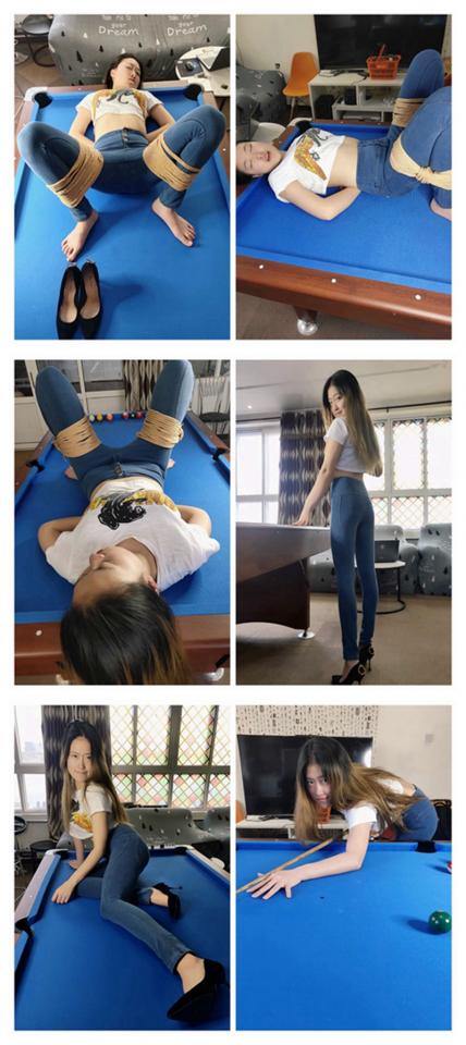 COS二次元-新工作室成立，希望大家多多支持，积极留言有惊喜哟~ COS二次元-新工作室成立，希望大家多多支持，积极留言有惊喜哟~紧身牛仔裤，捆绑挣扎，被绑在台球桌上，台球打过来，触碰的一瞬间我真的受不了了......