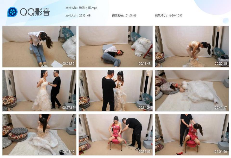 婚纱噩梦 随心工作室定拍     雅思独自去婚纱店试婚纱，被婚纱店老板欺骗后捆绑的故事，全程略微有些小剧情和对话，三套服装，第一次在随心工作室定拍，感觉还不错，希望大家喜欢！