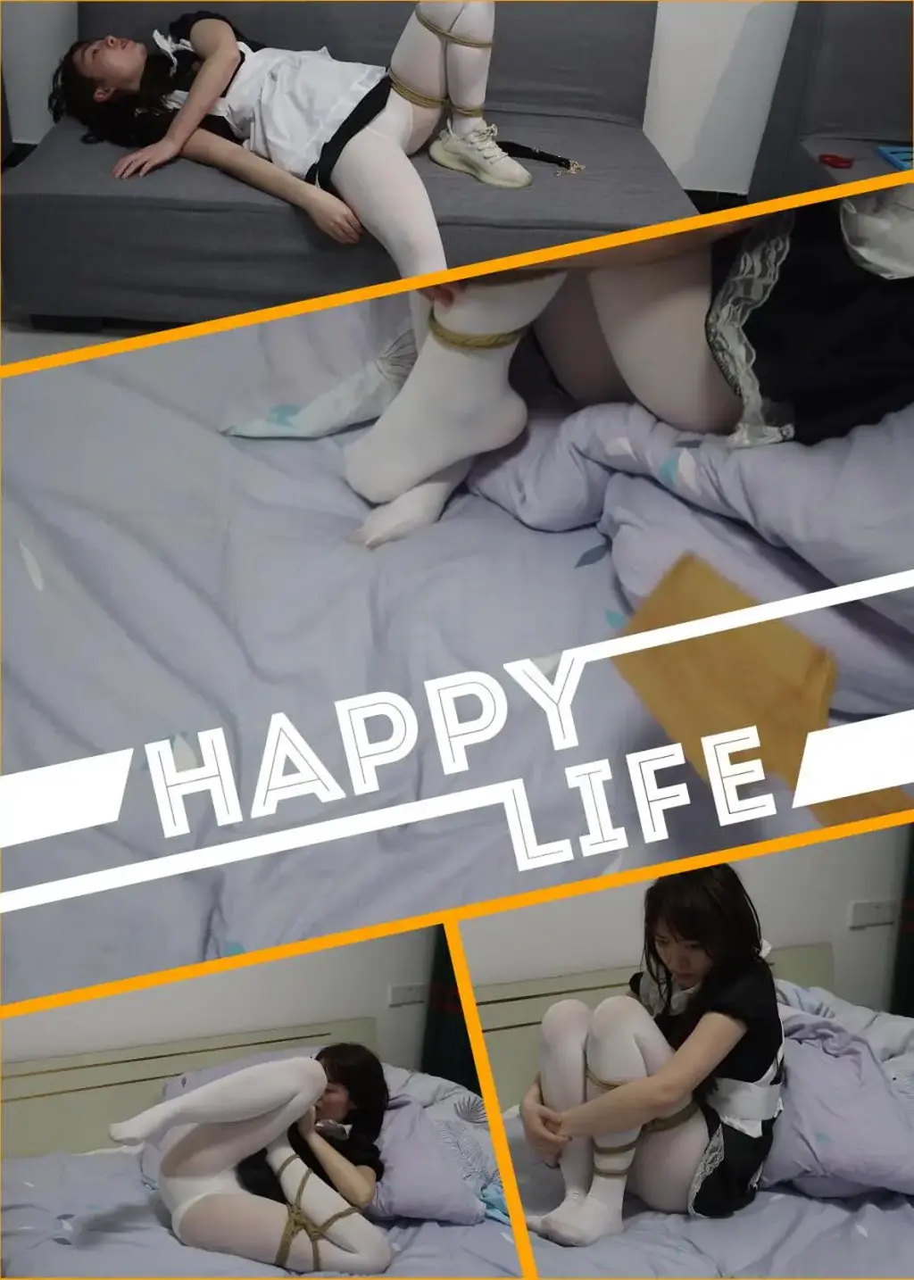 【心悦艺束】筱筱折腿缚蹦跳 这个是同好订拍作品，大概剧情就是一个小女仆被坏人劫持，穿着女仆装和白丝袜，被绑成折腿缚，就要求折腿缚然后再房间里跳来跳去找钥匙开门逃跑。然后中间穿插了一些第一视角鞭打威胁妹子啃自己脚趾的过程。感觉还是挺有新意。只是这个光线不太好，就当给大家发个福利吧。<br>定拍，模特应聘，请加Q2386945992。<br>最低500元即可订拍哦。 