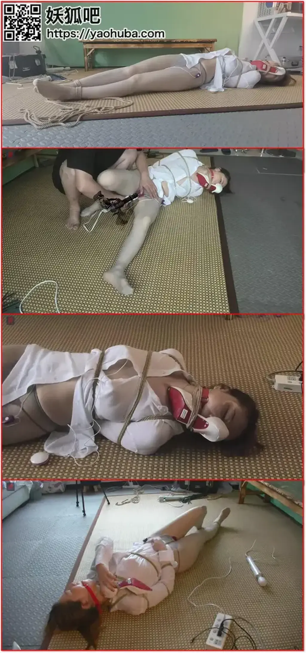 人妻绳奴诗韵，男士衬衣、超薄肉丝包裹下的曼妙少妇胴体，绳捆索绑、跳跳塞入+高频棒，口球口水+臭鞋封口鼻耻辱TJ游戏，沉沦在绳艺世界的诗韵倾情演绎另类的少妇风情，下集  