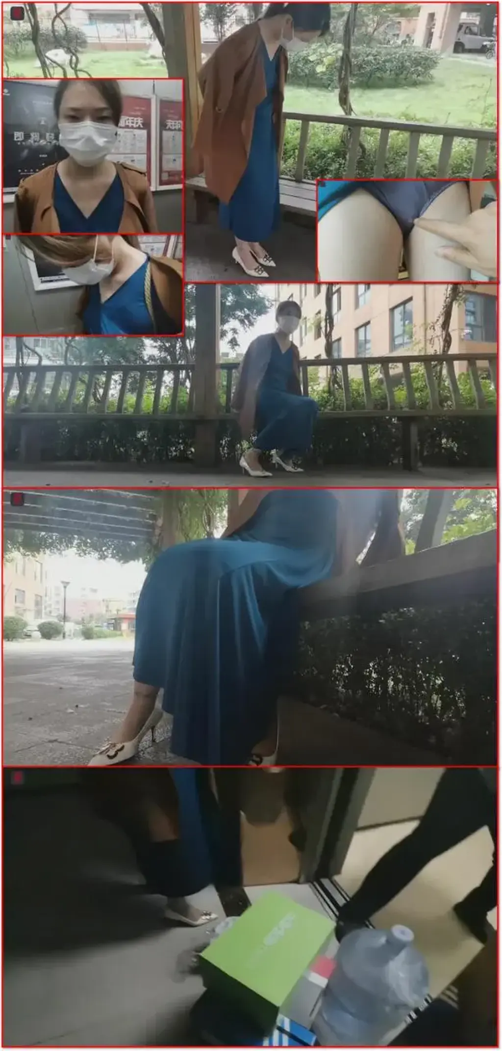俏阿姨诗韵，空心（更敏感，棘突很明显），孔雀蓝长裙捆绑，侵入式遥控蝴蝶佩戴外出 ，小区人很多，诗韵有点紧张啊  